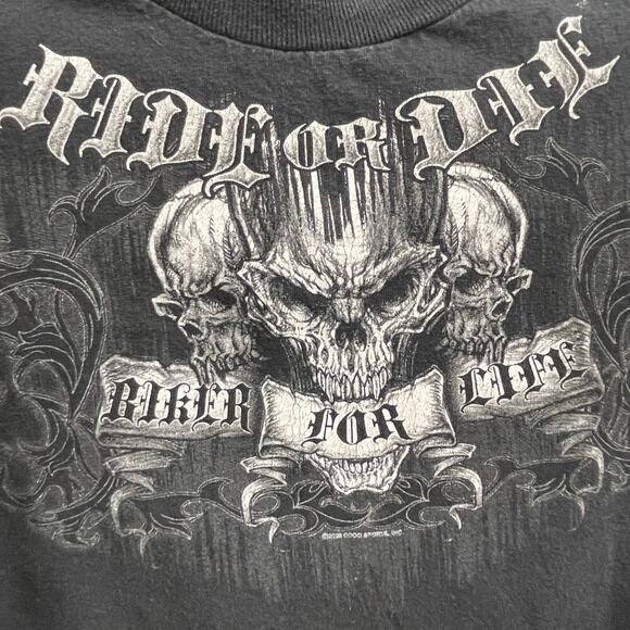 Ride Or Die Long Sleeve Graphic Shirt Sz Small Medium Gothic Skull Biker Grunge - Picture 3 of 5
